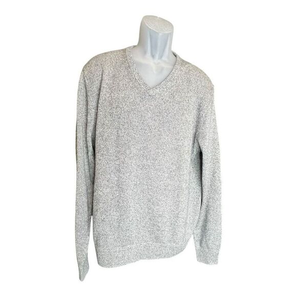 NWT Nordstrom Men's Heather Cashmere Silk V-Neck Long Sleeve Sweater Gray Sz XL - Picture 2 of 8